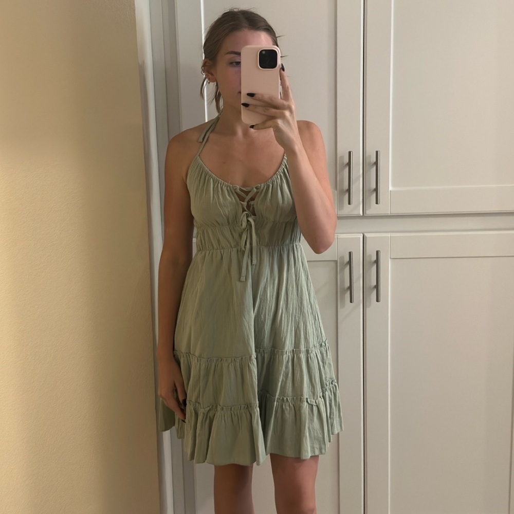 SHEIN Green Tie Top